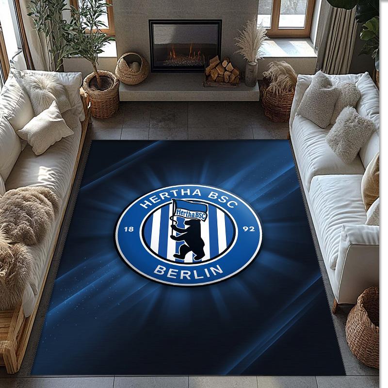 hertha bsc FC Soccer Football Pattern Soft Area Rug Non Slip Indoor Floor Carpet Sports Decor Mat for Bedroom