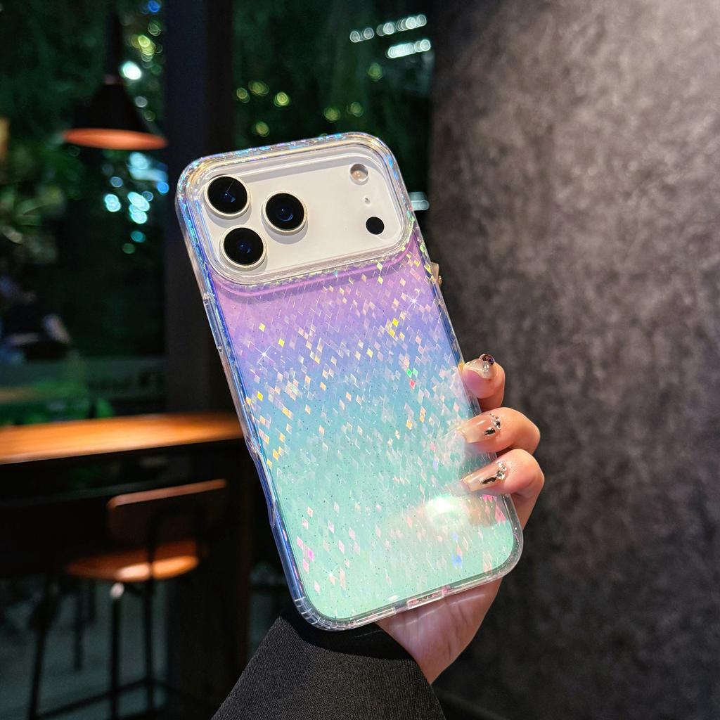 Gradient Laser Bling Glitter Case For For Iphone 17 Air 16 1 14 13 12 11 Pro Max Plus 16E Shinning Transparent Acrylic Cover