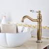 European Antique Swivel Faucet: Hot & Cold Countertop Basin, Single Hole Retro Design