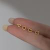 Minimalist Earrings 925 Sterling Silver or 18K Gold Plated Tiny Hollow Circle Heart Triangle Sqaure Stud Earring for Women Girls