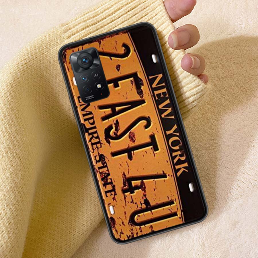 License New York Plate Number Phone Case For Redmi Note 13 14 15 Pro Plus 12 13C 12C 15C 9 10 10C 9T 9C 9A TPU Soft Cover Clear
