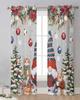 Dwarf Snowflake Christmas Tree Ball Gift Cat Squirrel Sheer Curtains Room Decoration Window Curtain Kitchen Tulle Voile Curtains