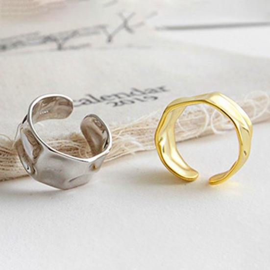 Finger Band Adjustable Opening Personality Polishing Neutral Style Decoration Solid Color Women Irregular Wavy