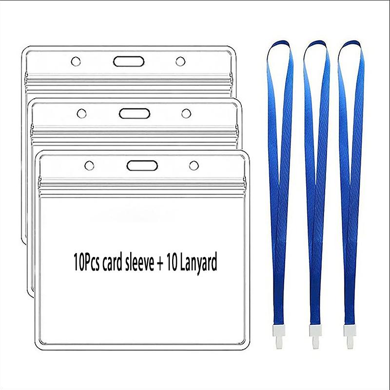 20Pcs Waterproof Sleeve Pouch With Sealing Strip Lanyards Id Badge Holder Plastic Protector Case Clear Pvc Name Plate Card Bag