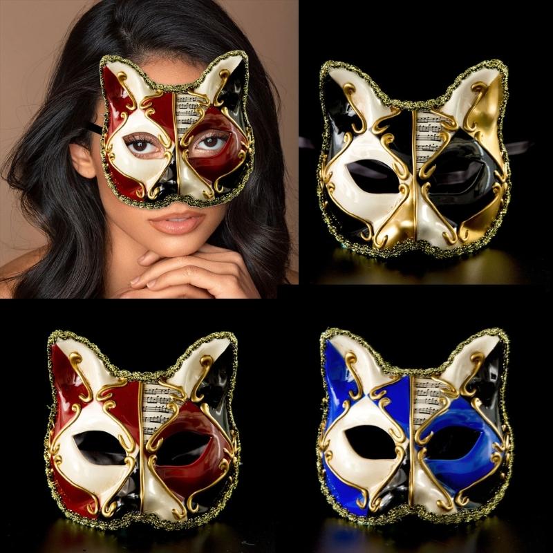 Mysterious Venetians Kitty Mask for Costume Parties and Stage Performances Mardi Gras Masquerades Cats Mask Accessory