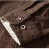 Chinese Style Long Sleeve Men Shirt Traditional Men Clothing Solid Color Stand Collar Cotton Linen Button Shirt Daily Casual Tops Big Pockets