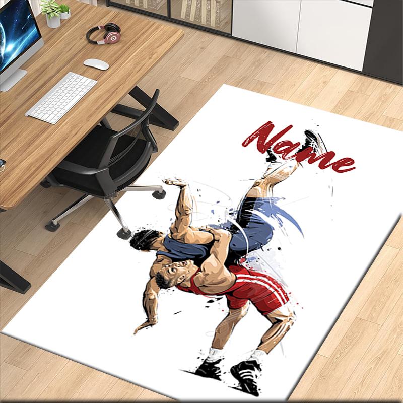Custom Name wrestling Printed Carpet, for Office Chair Living Room Bedroom Kitchen Room Decor Gifts.