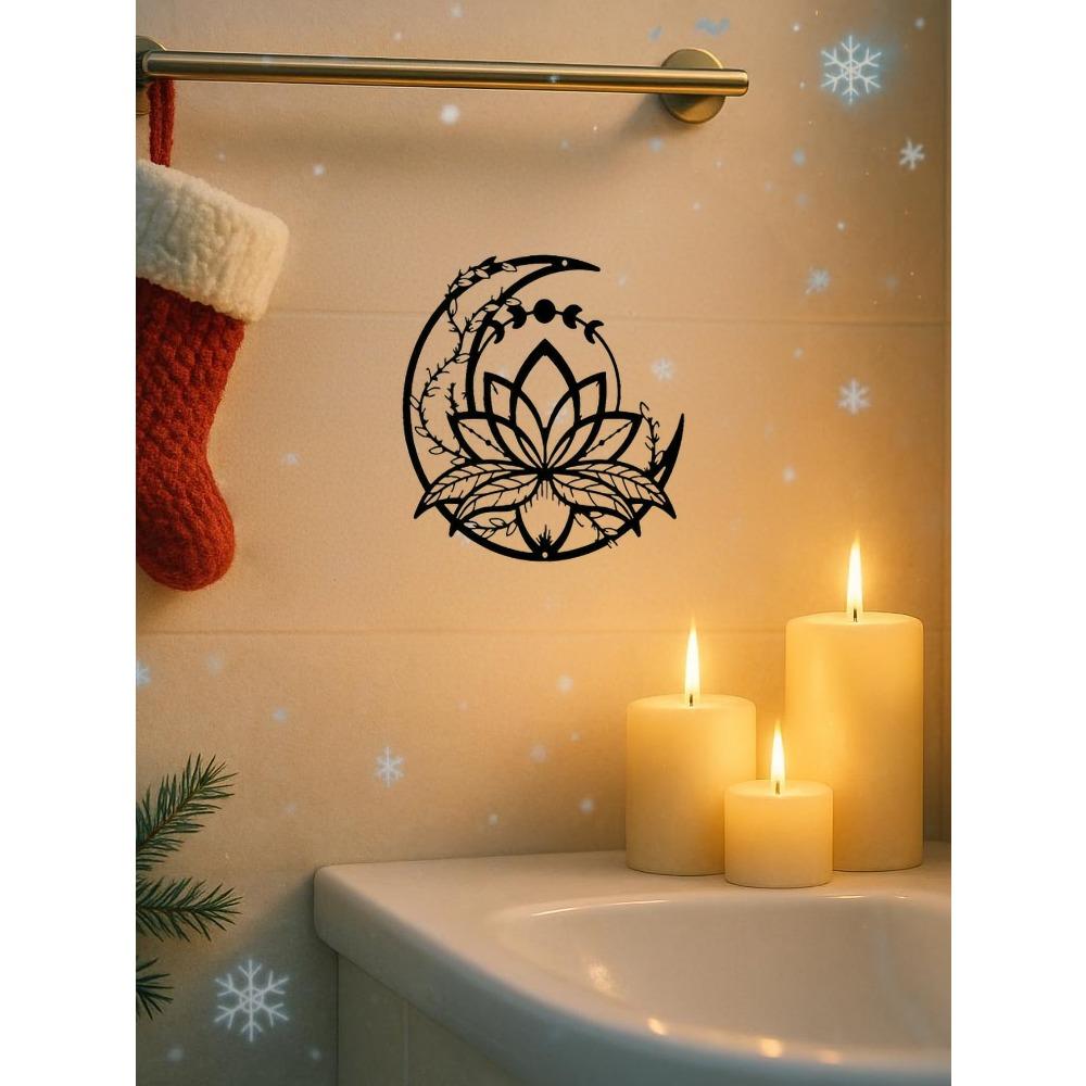 Metal Moon Lotus Wall Art Christmas Halloween Home Gift Decor