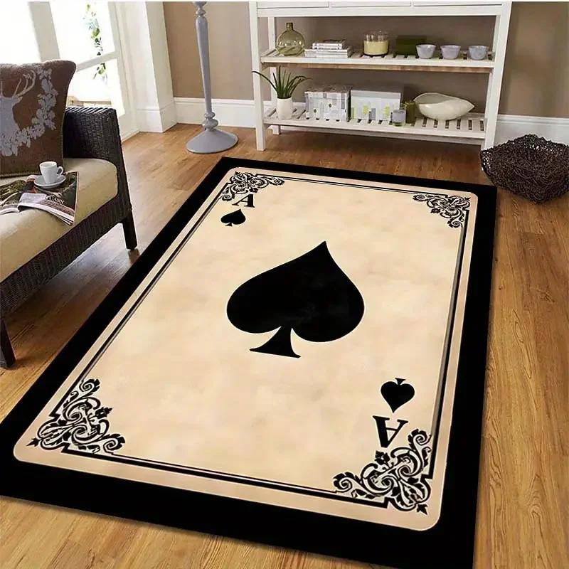 Ace of Hearts Poker Card Pattern Carpet Living Room Bedroom Bedside Sofa Area Rug Soft Indoor Game Room Floor Mat Home Decor