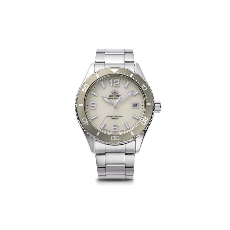 Orient Watch Mako SOLAR Solar-Powered Wristwatch, RN-WJ0003S, Men's, Ivory, with Japanese Manufacturer's Warranty