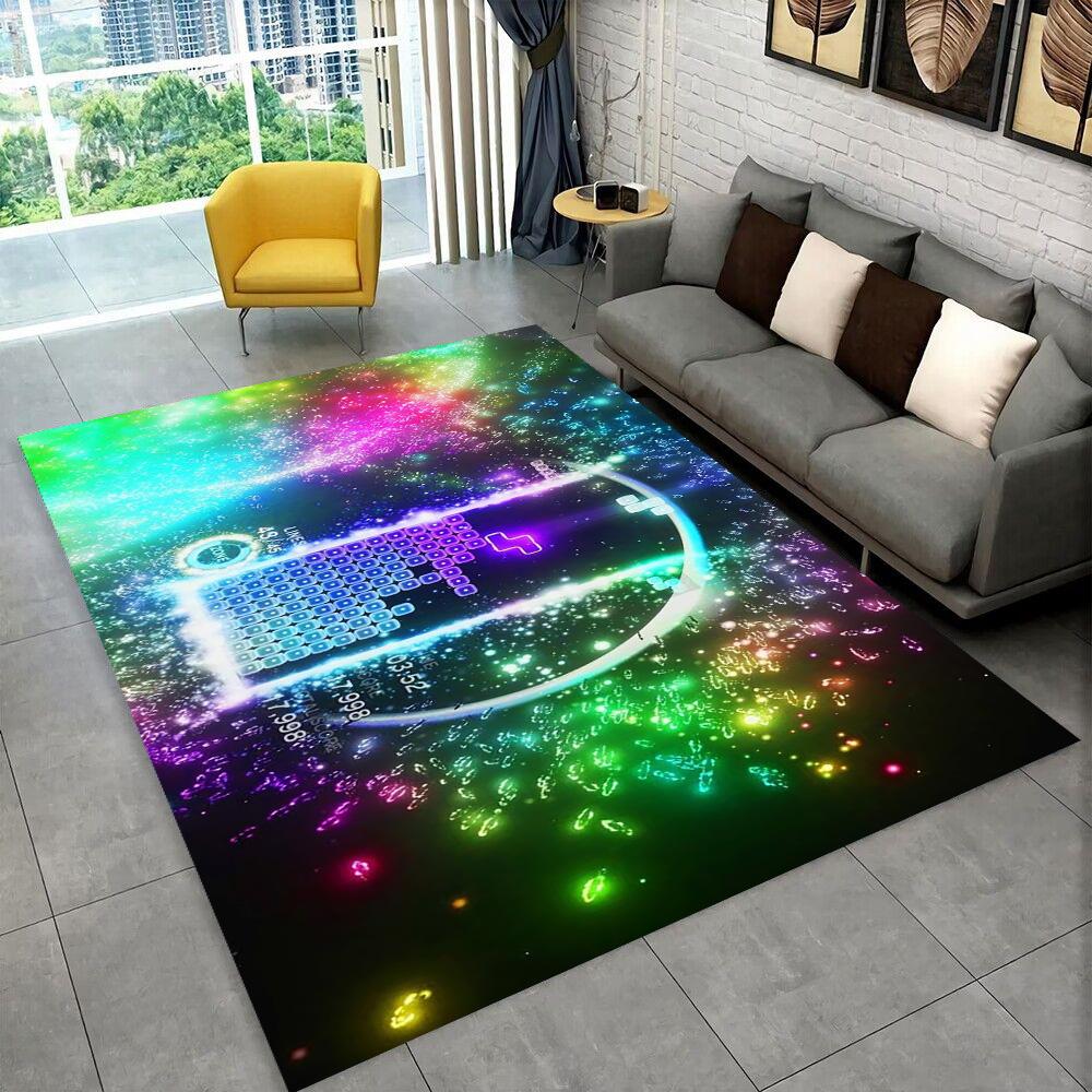 3D Retro Game Tetris Gamer Cartoon Area Rug,Carpet for Home Living Room Bedroom Sofa Doormat Decor,kid play Non-slip Floor Mat