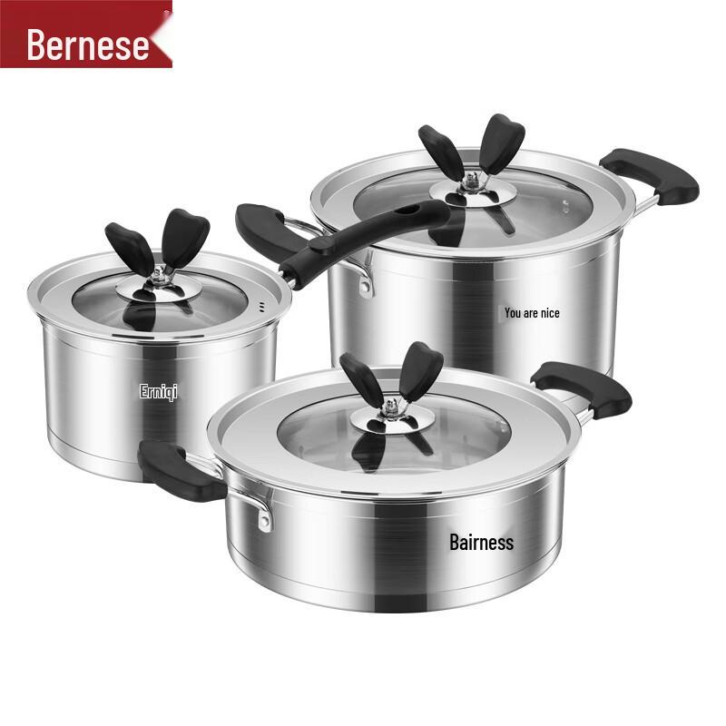 Bernice 3-Piece Stainless Steel Cookware Set