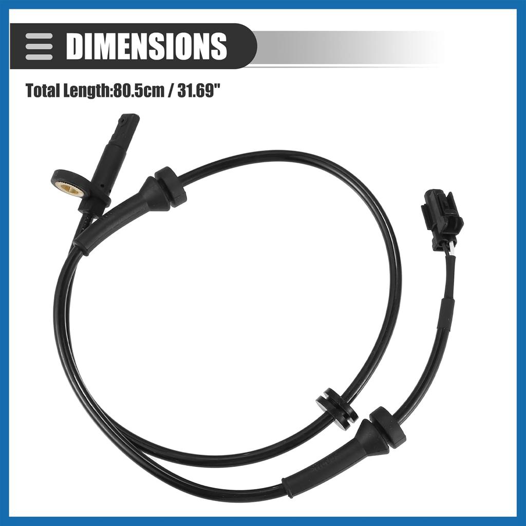 Front Left ABS Sensor, Wheel Speed Sensor, for Nissan Sentra 2007-2012, Plastic, No.47911ET000, Black Item Replacement