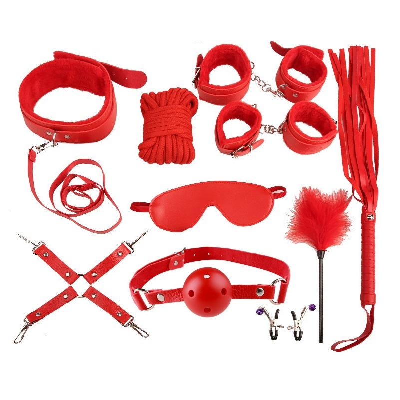 MoDi Bondage Set BDSM Kits Exotic Sex Toys For Adults Games Leather Handcuffs Whip Gag Nipple Clamps Women Sex Products