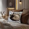 A Siamese Cat Design Cushion Covers Chair Living Room Pillowcase Cozy Zipper Sofa Pillow Covers Bedroom Indoor Home Decor