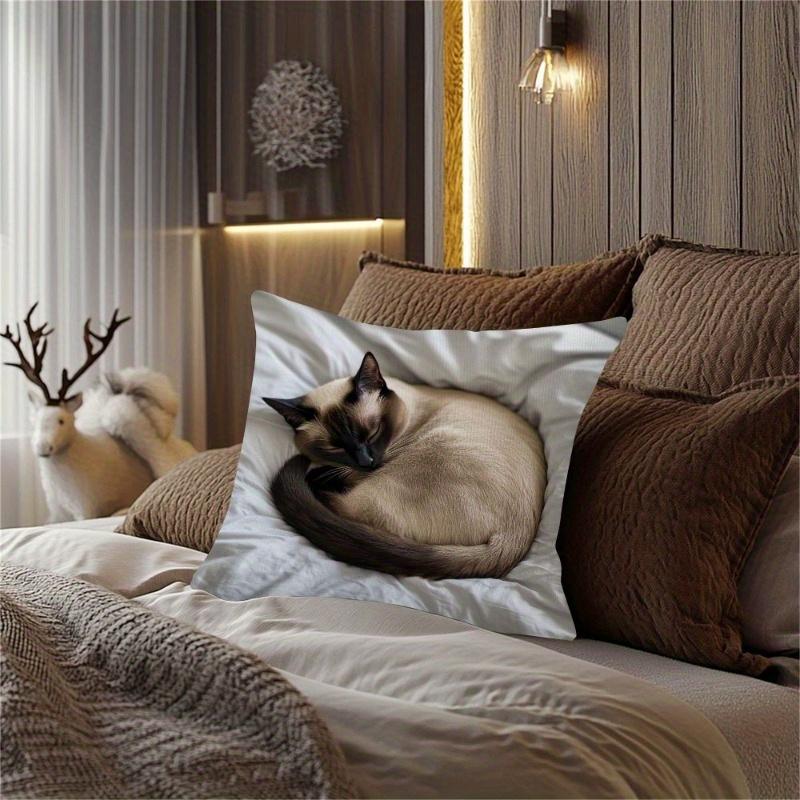 A Siamese Cat Design Cushion Covers Chair Living Room Pillowcase Cozy Zipper Sofa Pillow Covers Bedroom Indoor Home Decor