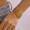 Stainless Steel Ocean Series Wide Bangles for Women Gold Color Metal Shell Starfish Wave Open Cuff Bracelet Beach Party Jewelry