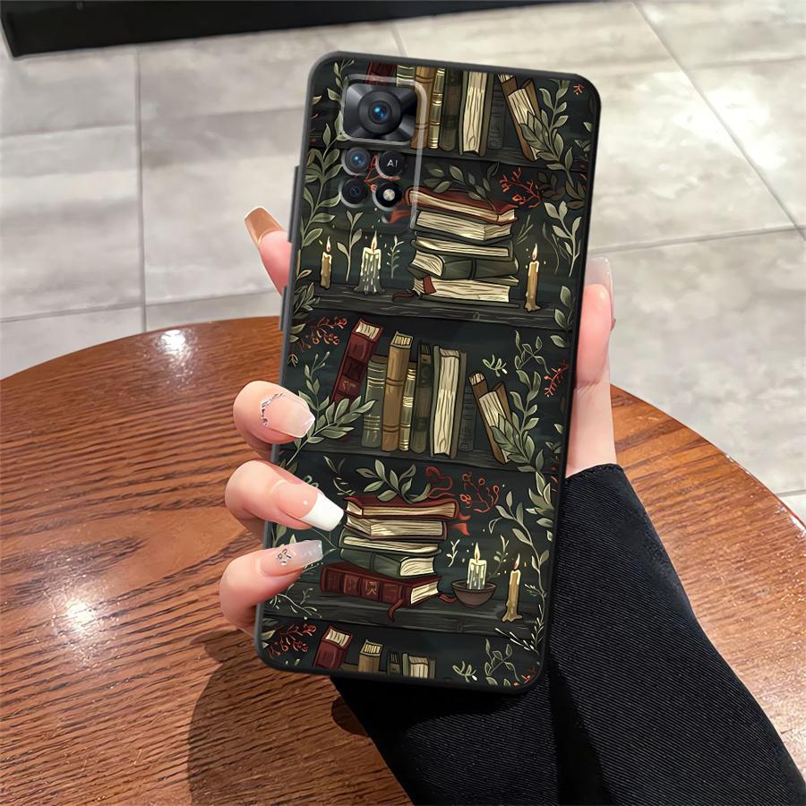 Cartoon Book Pattern Black Soft Phone Cover Case for Xiaomi Redmi Note 9 10 11 12 Pro 7 8 10S 11s 13 14 Pro Plus 9S 12s