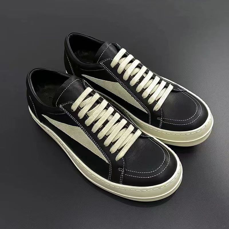 Ro Shoes Men's Trend Board Shoes Men's Leather Breathable Spring Thick Sole Heightening Sports and Leisure Shoes Men's White Shoes