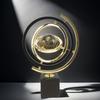 360-Degree Rotating Modern Abstract Metal Globe Sculpture with Rectangular Stand - Black & Golden Art Decor for Home or Office