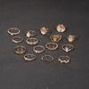 Vintage Beauty Avatar Gold Coin Cross Pattern Love Fatima Palm Ring 15-piece Ring Set