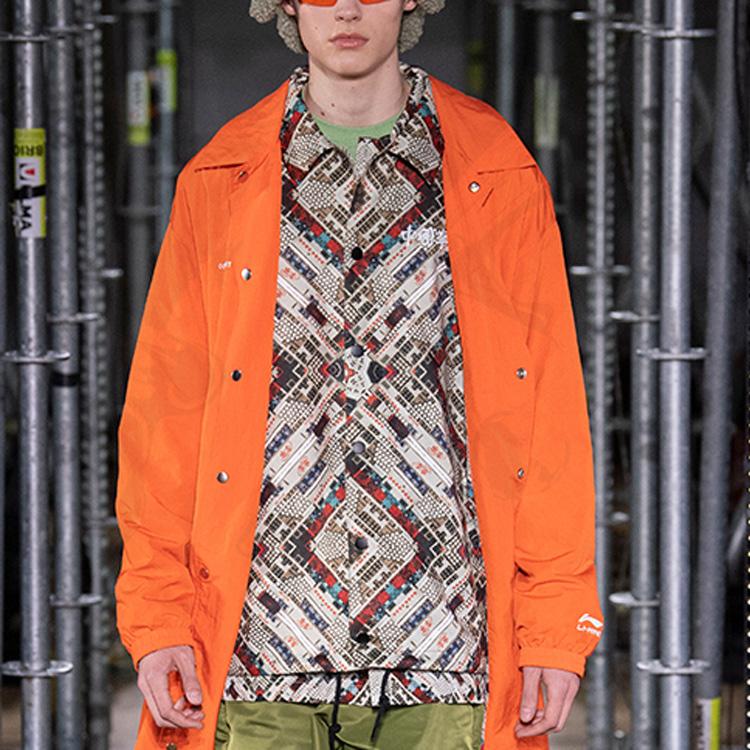 Li Ning Paris Fashion Week Autumn Winter Series Printed Jacket Men Jacket Yellow Gray AFDQ777-1