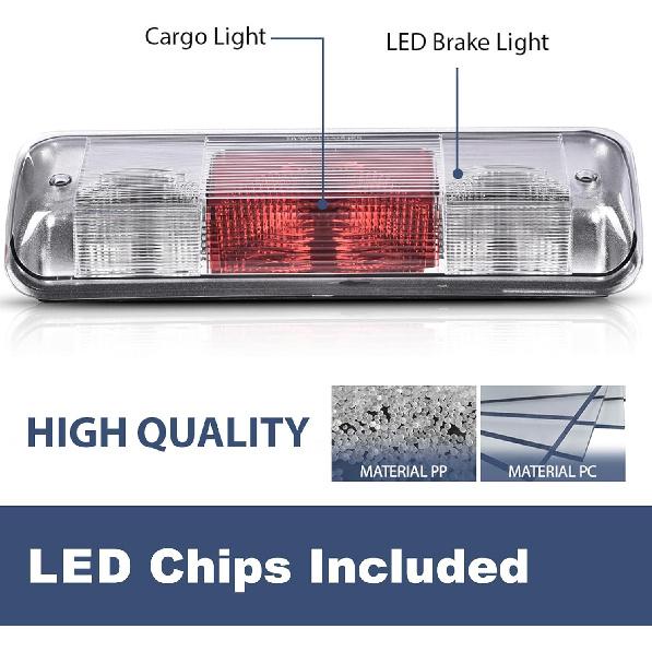 PIT66 3rd Brake Light Compatible with 2004-2008 Ford F150 High Mount Center Rear Roof Third Cargo Light Parking Light Halogen Clear/Red Lens Tercera