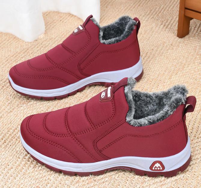 Téli Meleg Bőr Szőrme Mokaszin Női Sport Sneaker Női Puha Meleg Kényelmes Cipő