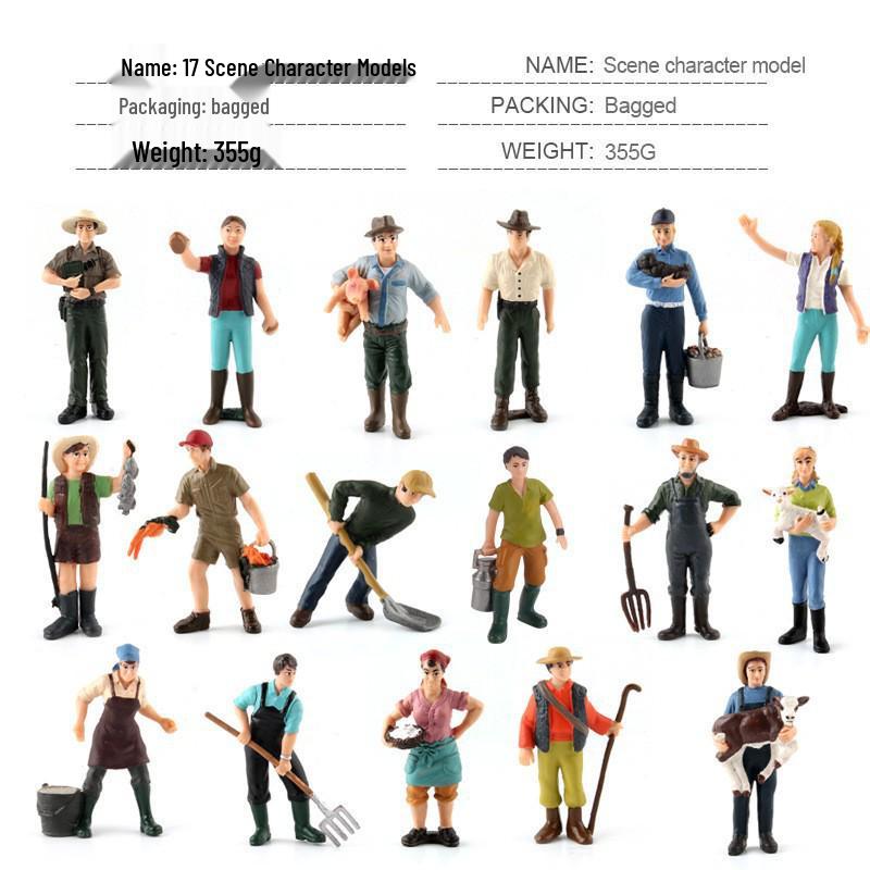 Cross-Border Farm Scene Worker Doll: Female Farmer with Shovel Ornament for Model Landscaping