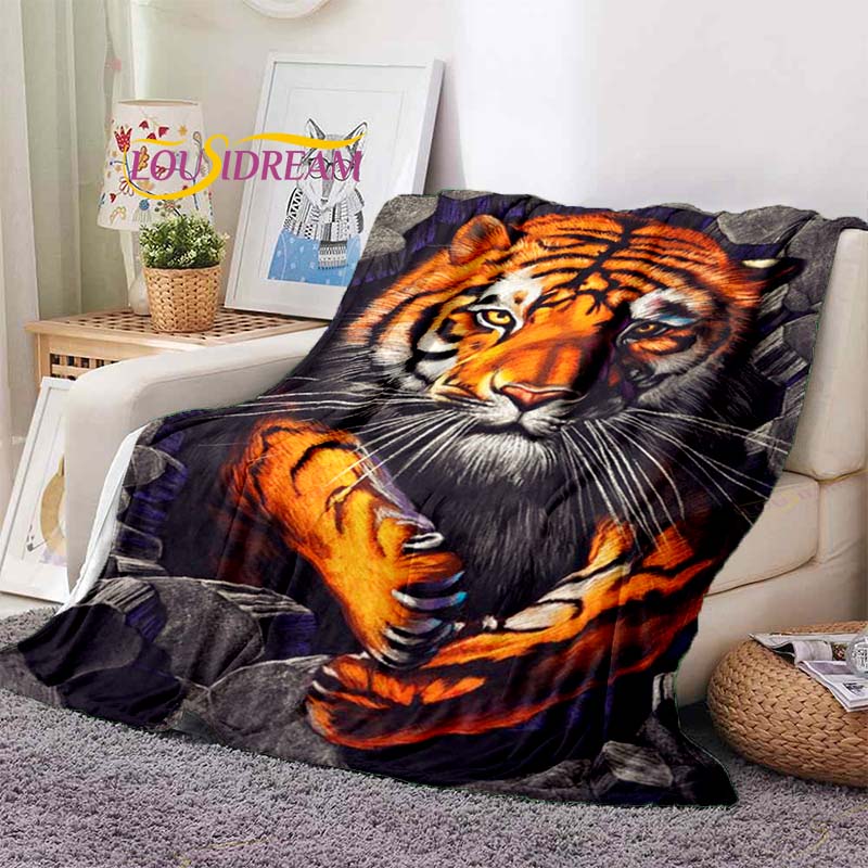 White Tiger Flannel Blanket With Digital Printing, Sofa Cover, Air Conditioning Blanket, Nap Blanket, Double-Sided Fleece Gift Blanket - View #8