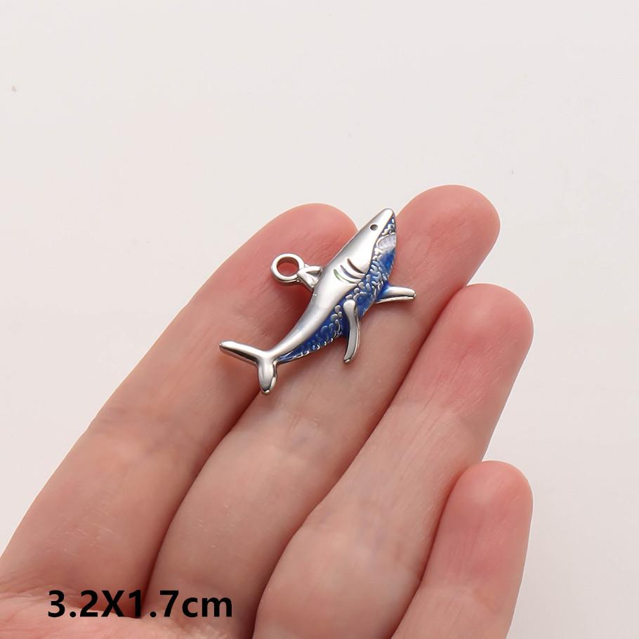 6pcs Enamel Marine Animal Starfish Fish Tail Sea Turtle Stainless Steel Charms For Jewelry Making Bulk Handmade Keychain Pendant