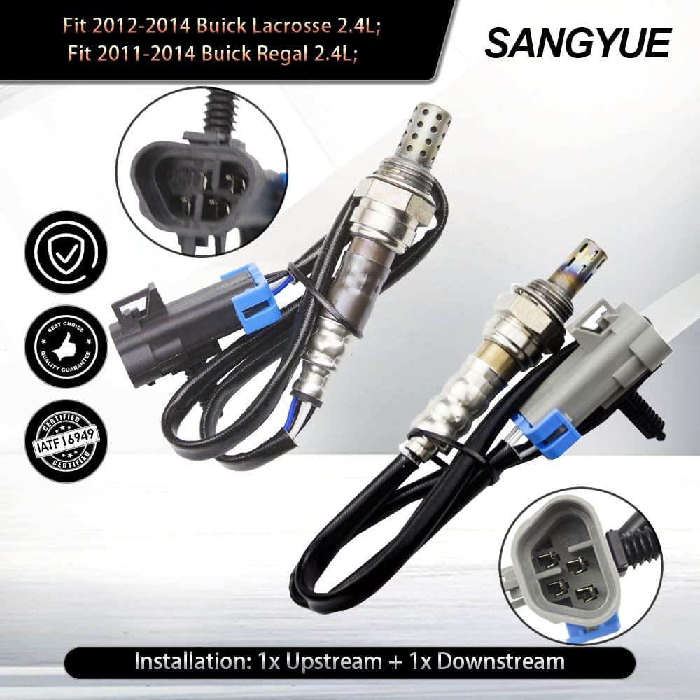 2X Oxygen O2 Sensor for 2013-2014 Chevrolet Malibu 2.4L; 2014 Chevrolet Impala 2.4L Upstream + Downstream