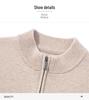 Men's Thickened 460g Cashmere Wool Sweater with Zipper, Half-High Collar, Warm Knitwear for Autumn/Winter.