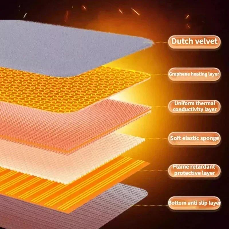 Winter Graphene Car Heating Cushion USB Electric Heating Cushion Intelligent Thermostat Heating Plush Seat Cushion 12V Anti-slip