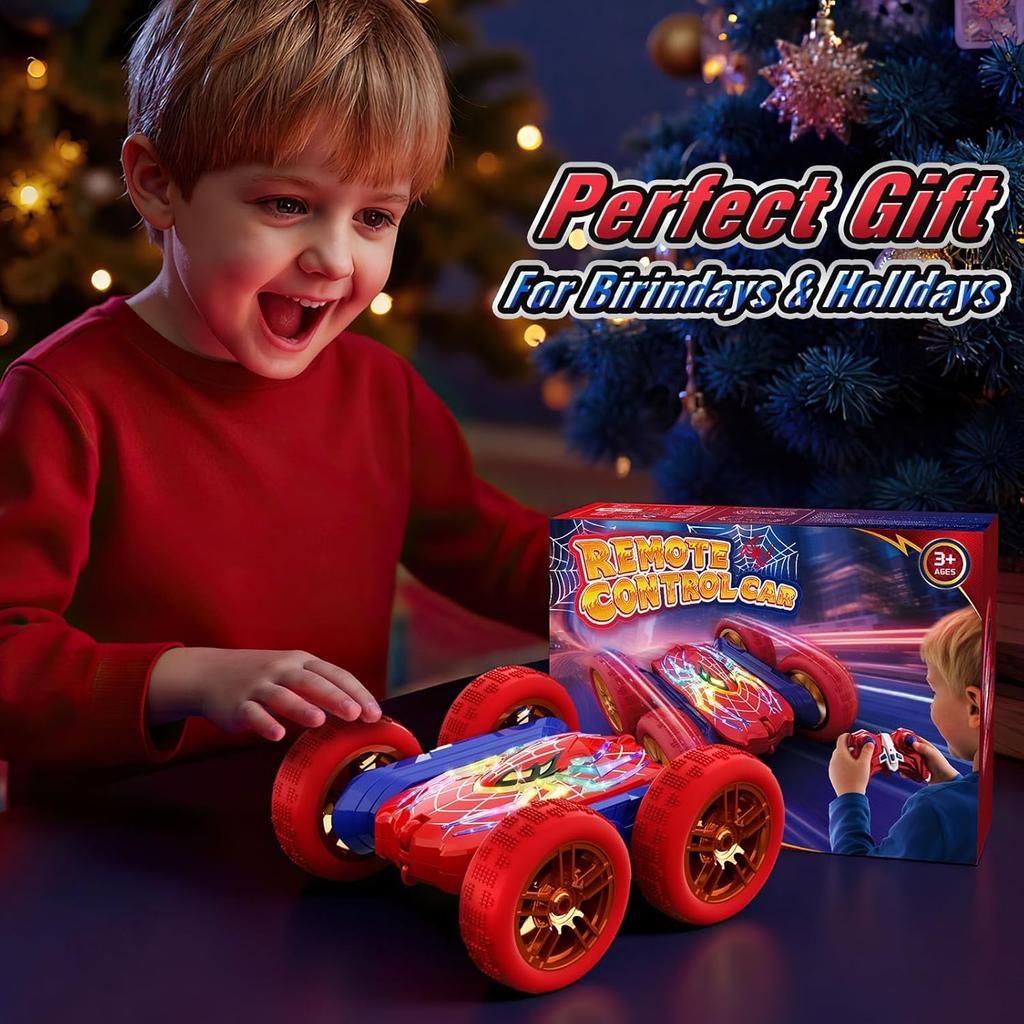 Remote Control Cars Boys Toys for 3-12 Year Old, 360°Flip Stunts Cars, 5 Cool Lights Mode 2.4Ghz 4WD RC Monster Truck, Kids Toys Outdoor Games