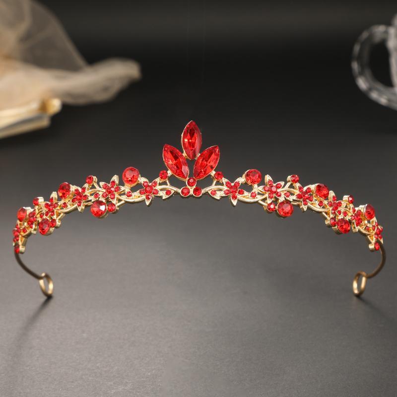 Rhinestone Leaf-Shaped Princess Crown Shiny Girls Birthday Hair Headpiece for Wedding Pageant Party Cosplay