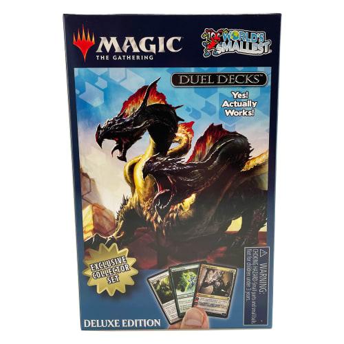 The world's smallest Magic: The Gathering exclusive collector's set, featuring Ajani vs. Nicol Bolas and Heroes vs. Monsters dueling decks and exclusi