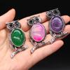 1Pc, Halloween Owl Shape Reiki Healing Crystal Pendant Brooch Pin, Unique Dual Purpose Design, for DIY Unisex Necklace Accessories or Hanging Clothes