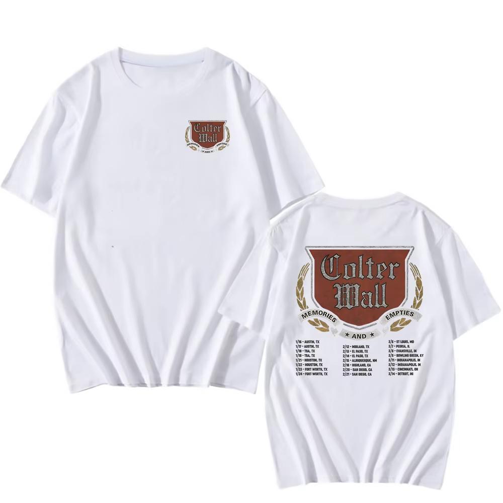 

Colter Wall Memories and Empties Tour 2026 Tshirt Male Fashion Short Sleeve Cotton Tshirts Unisex Streetwear Graphic Print Top 2XL