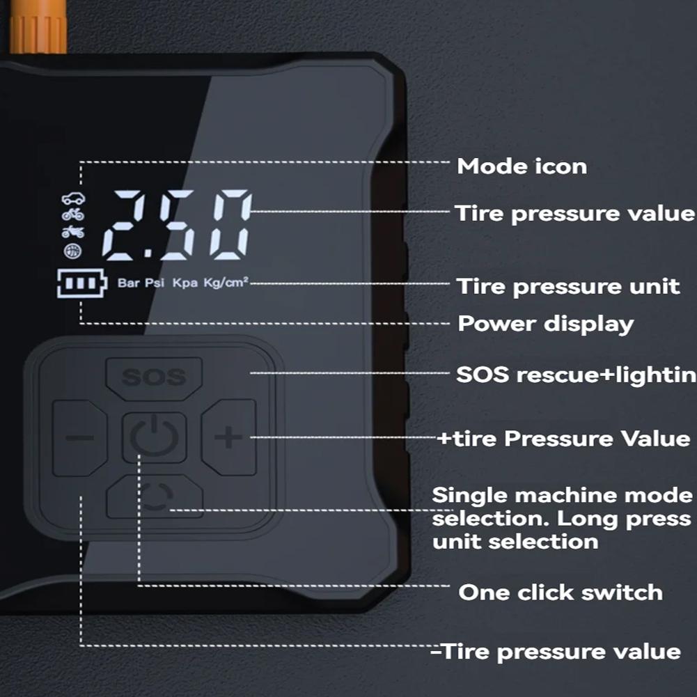 Mini Car Air Pump Precise Inflation Portable Car Air Compressor LED Lighting Digital Automobile Tire Pump for Motorcycle Bicycle