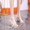 Fashion Hot Selling 2025 New Summer Shoes Ladies rhinestone Sandals Fashion sexy high heels Elegant hollow out comfort Women's slippers