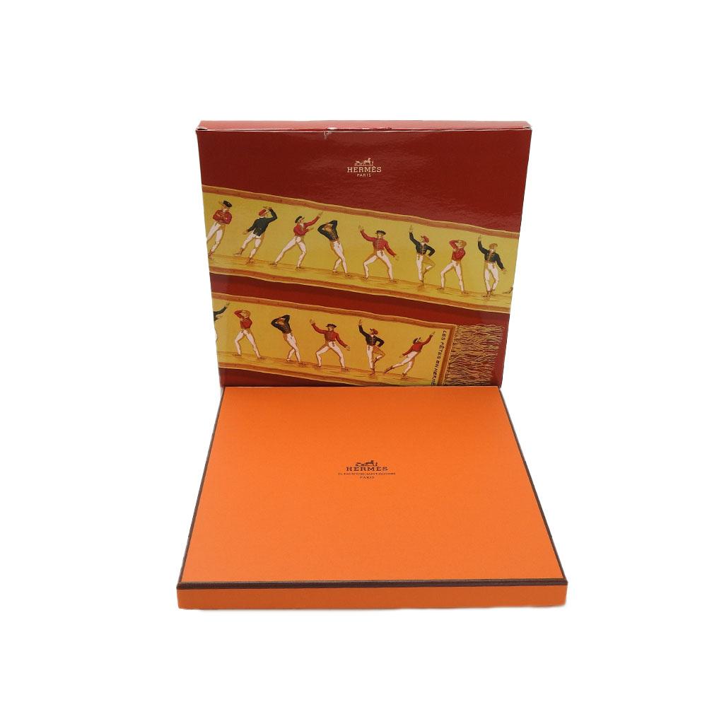 Used HERMES scarf Calle 90 silk black black LES TAMBOURS