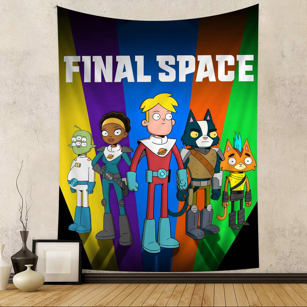 FFinal Space Cartoon Anime Colorful Tapestry Wall Hanging Wall Hanging Bohemian Wall Tapestries Mandala Wall Hanging Sheets