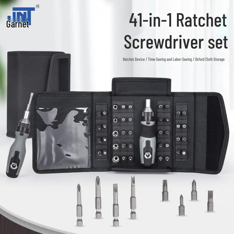 41-in-1 Thickened Canvas Tool Kit with Multi-functional Ratchet Screwdriver for Household Repair