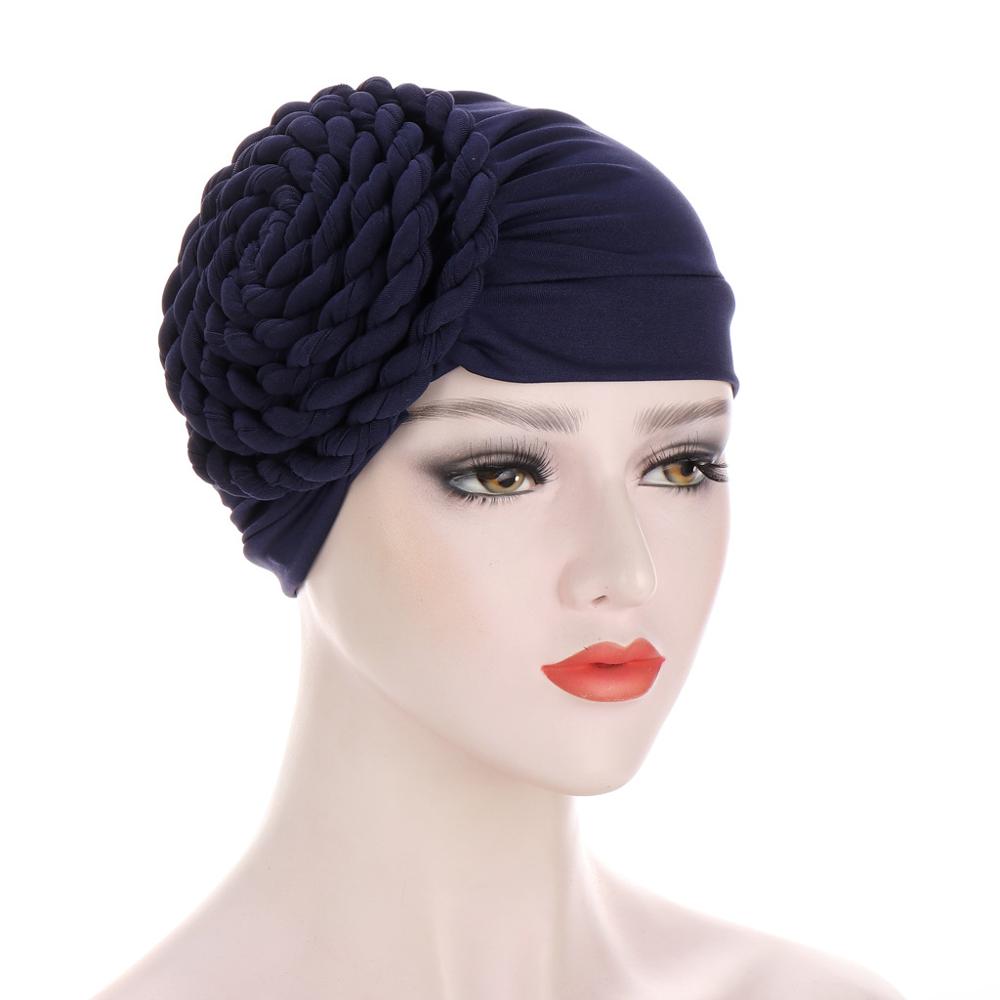two-color trendy India turban bonnet arab wrap head scarf ready to wear hijab hat muslim headdress woman Inner hijab caps
