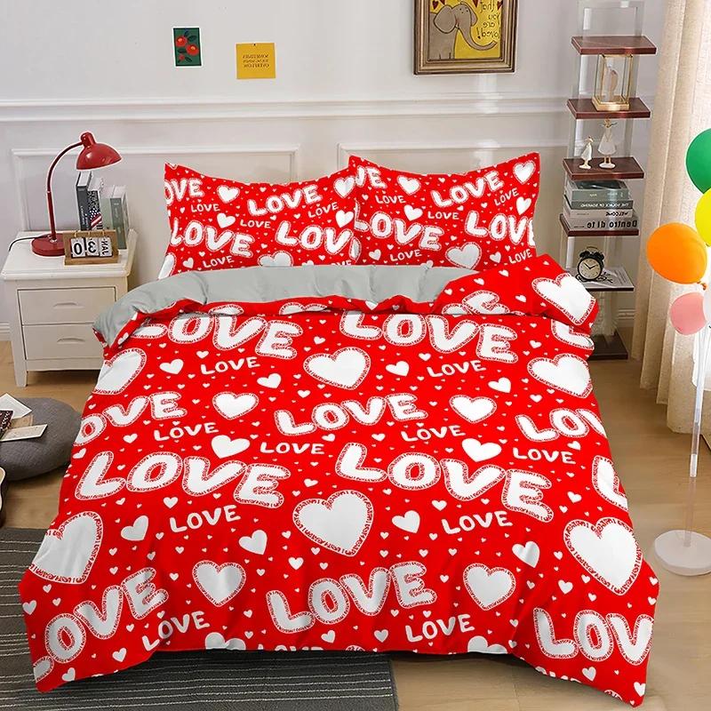 3D Printed Couple Bedding Set I Love You Crown Duvet Cover Double Twin Full Queen King Adult Kids Bedclothes Quilt Cover