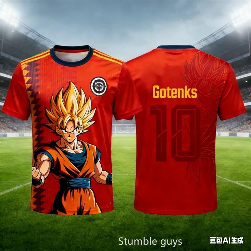 2026 Dragon Ball Authentic 3D Printed Goku 10# Football Training Jersey Adult Kid S-6XL 90cm-160cm Trendy Street Tops