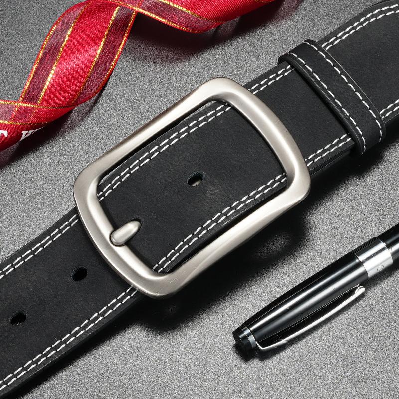 Men's Belt Genuine Leather Pin Buckle Simple Casual Belt for Men Young Men Fashionable and Versatile Cowhide Belt for Men