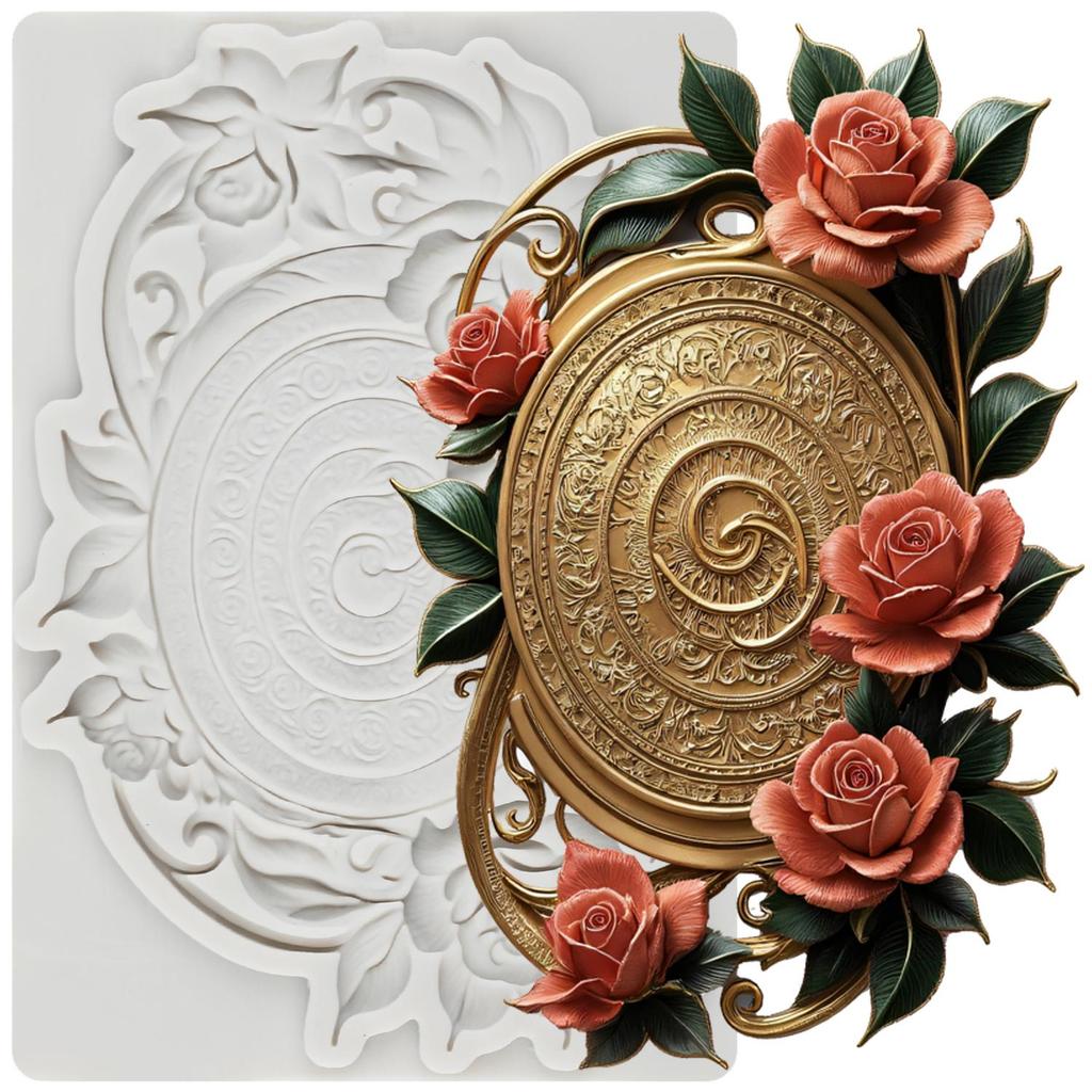 Barocker Blumenrahmen Silikonform Rosenblume Fondantformen Kuchendekorationswerkzeuge Themenkuchen Dessert Dekoriert Schokoladenbonbonform
