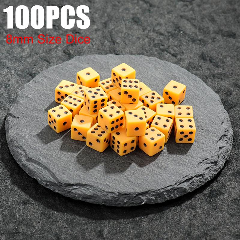 100PCS/Pack 8mm Size Acrylic Dice 5 Colors Available Standard Six Sided Colorful Dots Suitable for Bar KTV Party Game Supply ZYF